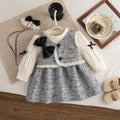 Vestido Xadrez Manga Longa com Laço