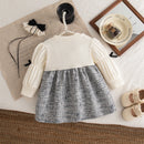 Vestido Xadrez Manga Longa com Laço