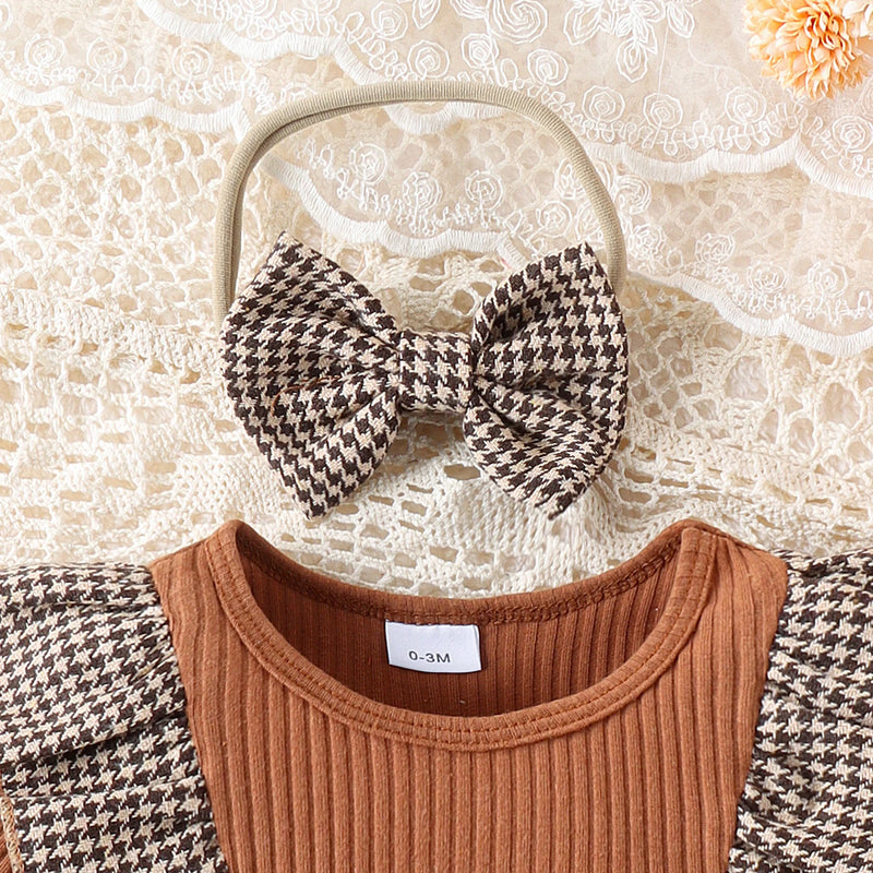 Romper Infantil Xadrez + Laço