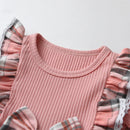 Vestido Infantil Rosa Xadrez + Faixa