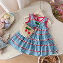 Vestido Infantil Xadrez Cereja + Bolsinha