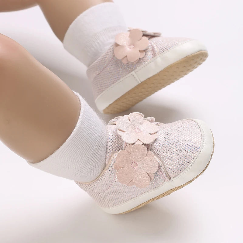 Tênis Baby Brilho Florzinhas