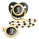 Chupeta Preta Luxo Strass + Prendedor