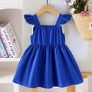 Vestido Infantil Azul Laço