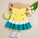 Vestido Infantil Melancia + Bolsinha