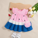 Vestido Infantil Melancia + Bolsinha