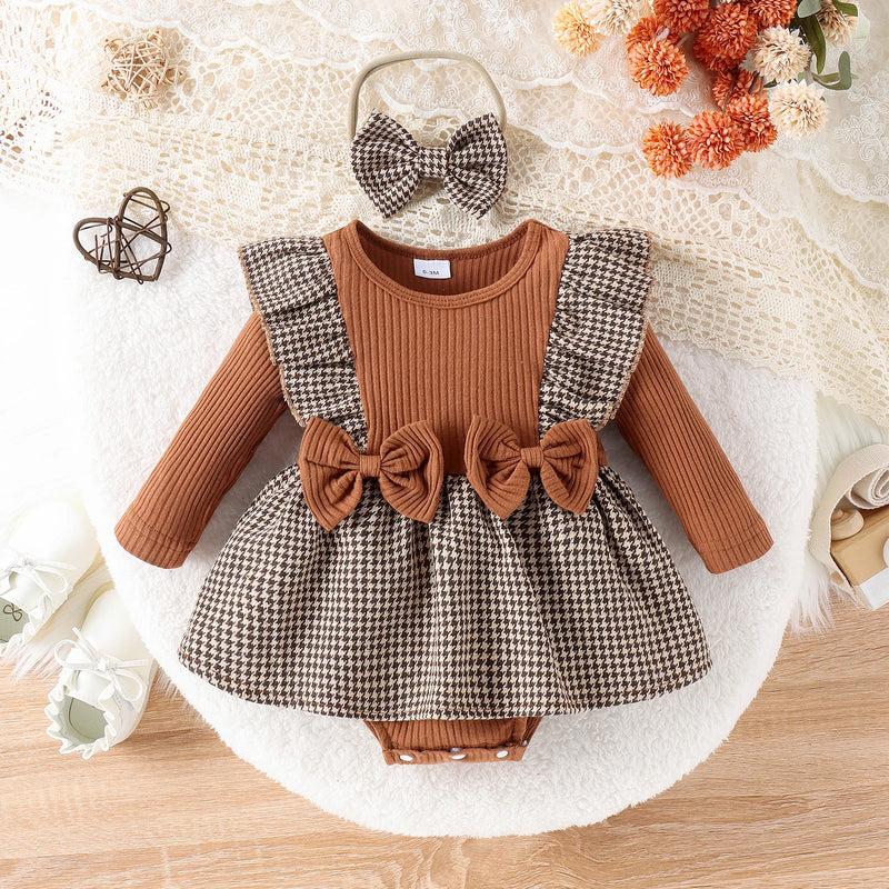 Romper Infantil Xadrez + Laço