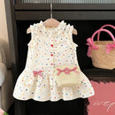 Vestido Infantil Bolinhas + Bolsinha