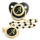 Chupeta Preta Luxo Strass + Prendedor