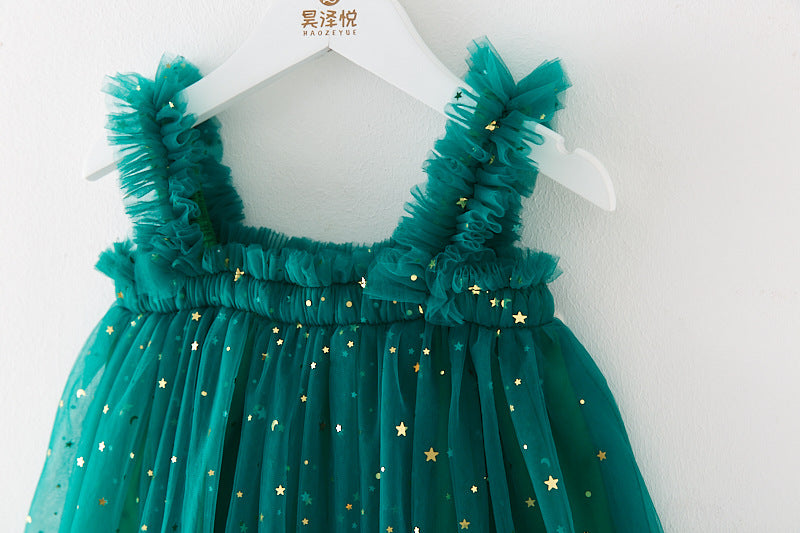 Vestido Infantil Tule Estrelinhas