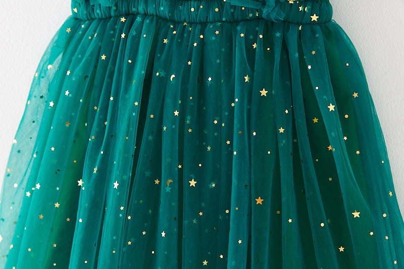 Vestido Infantil Tule Estrelinhas