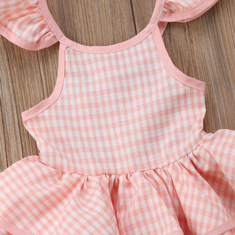 Vestido Infantil Rosa Xadrez - Loja BiBia