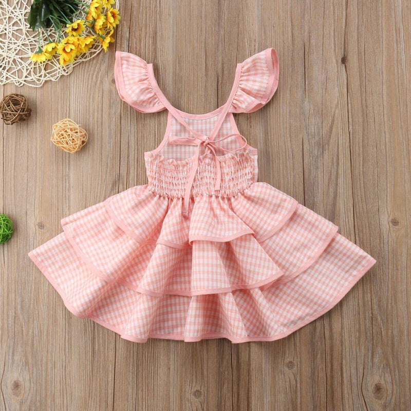 Vestido Infantil Rosa Xadrez - Loja BiBia