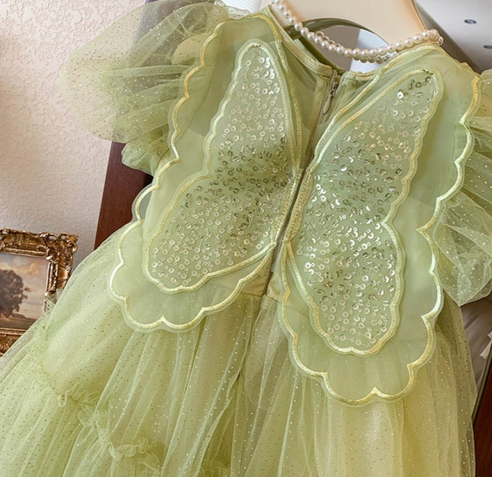 Vestido Infantil Verde Borboleta Brilhante - Loja BiBia