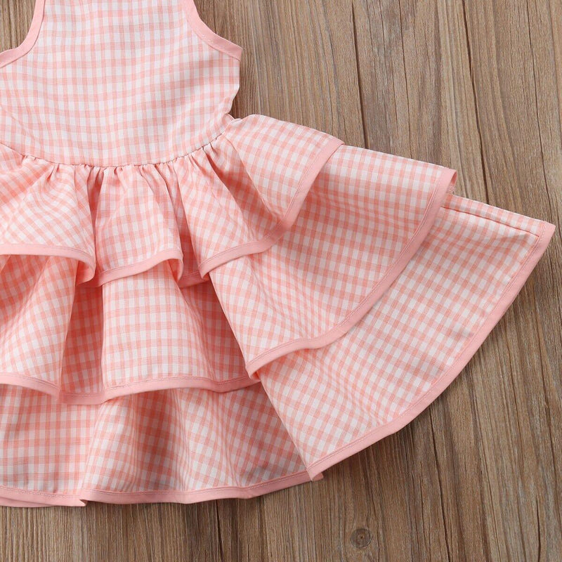 Vestido Infantil Rosa Xadrez - Loja BiBia