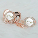 Chupeta Rose Gold Com Nome + Prendedor BIBIA™ - Loja BiBia