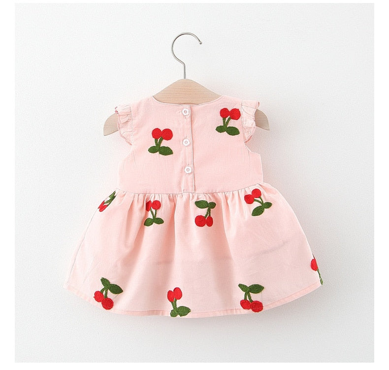 Vestido Infantil Bordado Cereja Morango - Loja BiBia