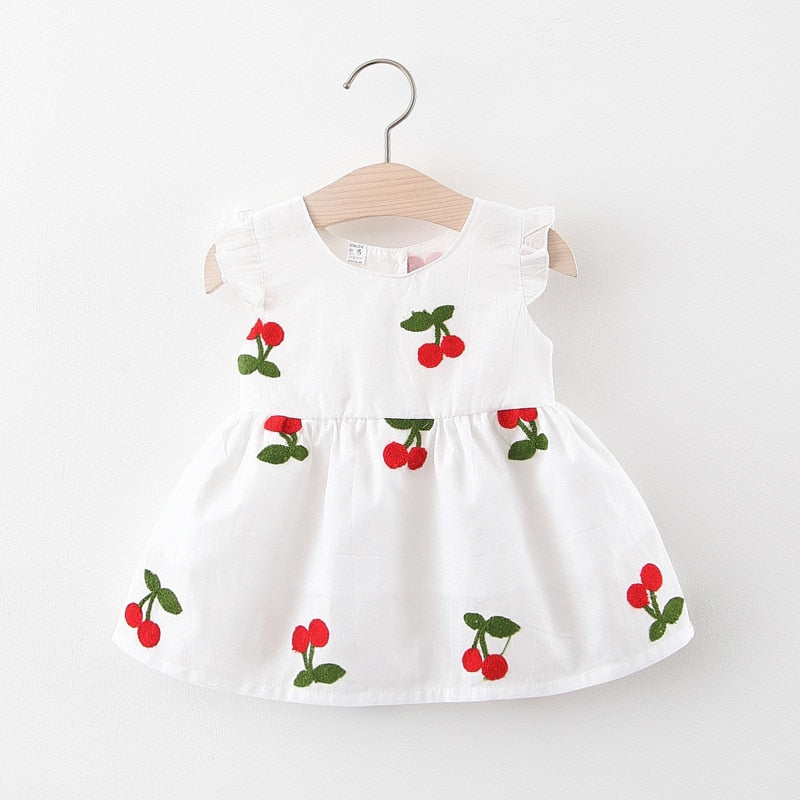 Vestido Infantil Bordado Cereja Morango - Loja BiBia