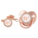 Chupeta Rose Gold + Prendedor Iniciais - Loja BiBia