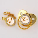 Chupeta Luxo Dourada com Iniciais Perfect +Prendedor - Loja BiBia