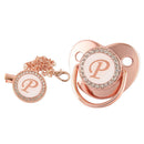 Chupeta Rose Gold + Prendedor Iniciais - Loja BiBia