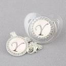 Chupeta Luxo Transparente com Prata + Prendedor Inicial - Loja BiBia