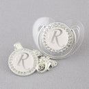 Chupeta Luxo Transparente com Prata + Prendedor Inicial - Loja BiBia