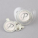 Chupeta Luxo Transparente com Prata + Prendedor Inicial - Loja BiBia