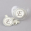 Chupeta Luxo Transparente com Prata + Prendedor Inicial - Loja BiBia