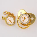 Chupeta Luxo Dourada com Iniciais Perfect +Prendedor - Loja BiBia