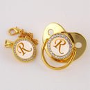 Chupeta Luxo Dourada com Iniciais Perfect +Prendedor - Loja BiBia