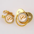 Chupeta Luxo Dourada com Iniciais Perfect +Prendedor - Loja BiBia