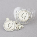 Chupeta Luxo Transparente com Prata + Prendedor Inicial - Loja BiBia