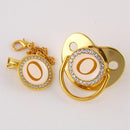 Chupeta Luxo Dourada com Iniciais Perfect +Prendedor - Loja BiBia