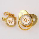 Chupeta Luxo Dourada com Iniciais Perfect +Prendedor - Loja BiBia