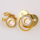 Chupeta Luxo Dourada com Iniciais Perfect +Prendedor - Loja BiBia