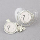 Chupeta Luxo Transparente com Prata + Prendedor Inicial - Loja BiBia