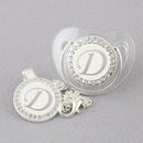 Chupeta Luxo Transparente com Prata + Prendedor Inicial - Loja BiBia