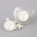 Chupeta Luxo Transparente com Prata + Prendedor Inicial - Loja BiBia