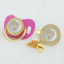 Chupeta Exclusive Desenho Diamante/ Várias Cores + Prendedor - Loja BiBia