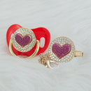 Chupeta Exclusive Coração Várias Cores + Prendedor - Loja BiBia